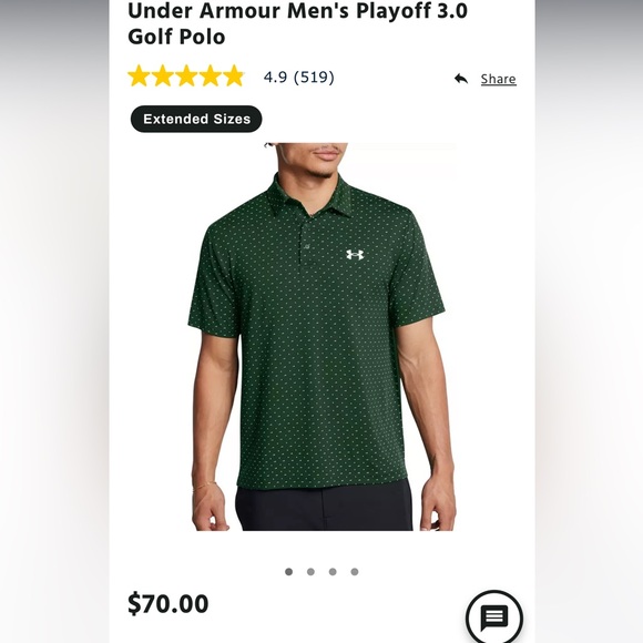 Brand new Under Armour Forest Green Golf Shirt. Size L. - Picture 3 of 4